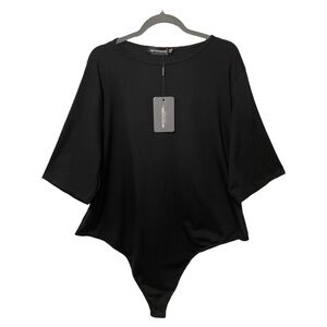 PrettyLittleThing Black Cotton T shirt Thong Bodysuit Size 26